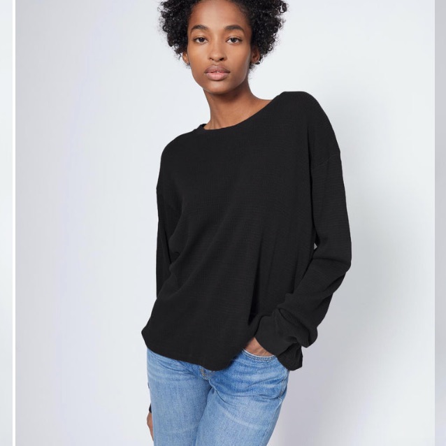 Nwot Re/Done Thermal Long Sleeve Top In Black Size Small